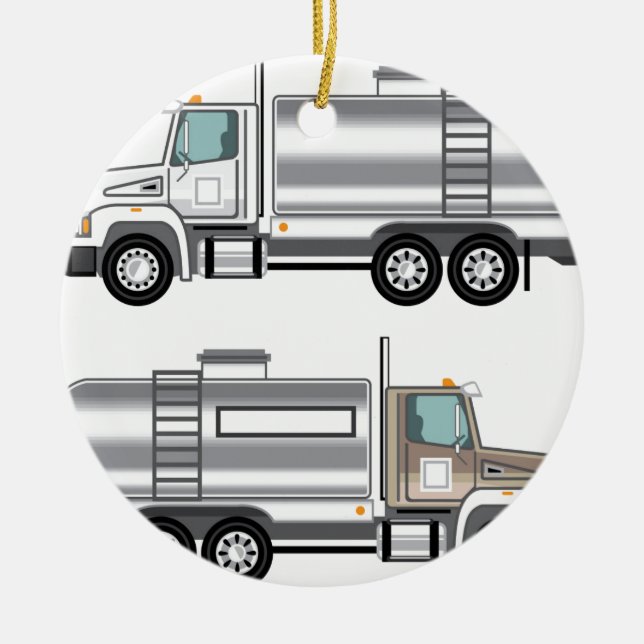 Cistern Truck Liquid Cargo Ceramic Ornament (Front)
