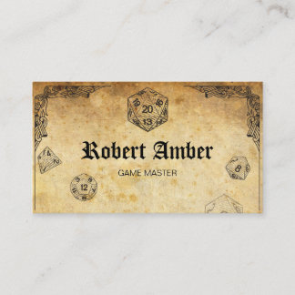 Cistomizable RPG Dice GM business card