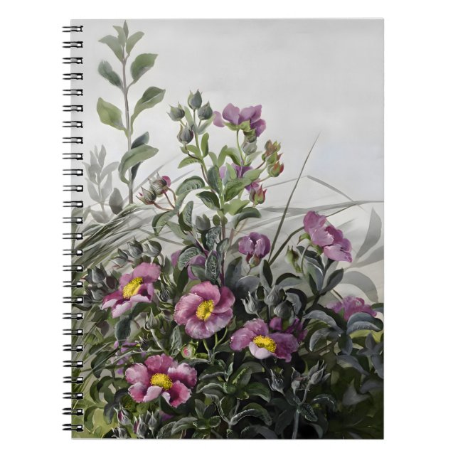 Cistus Floral Drawing, Gift Valentine's Notebook (Front)
