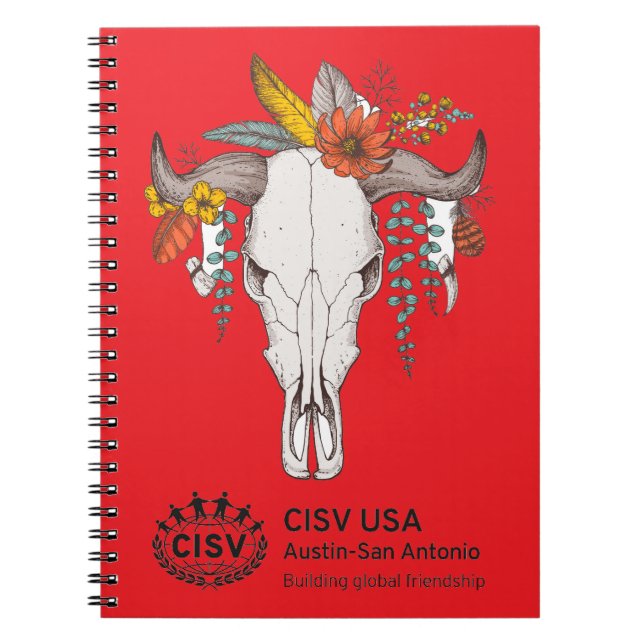 CISV Austin Decorative Cattle Skull  Notebook (Front)