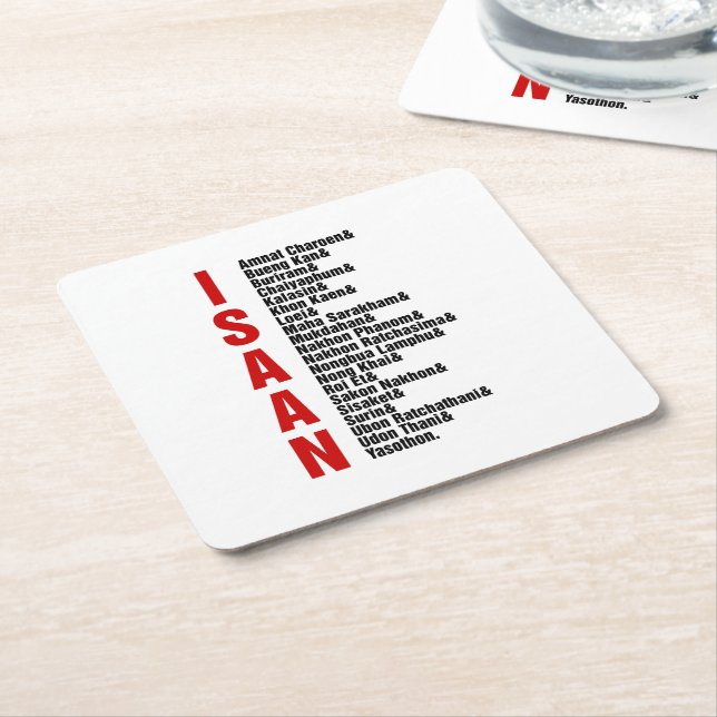 Cities of Isaan, Thailand Square Paper Coaster (Angled)