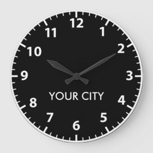 Cities of the world (Light Numbers) Large Clock