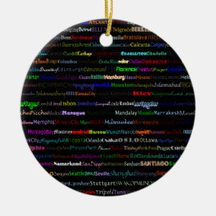 Cities Of The World Text Design I Circle Ornament
