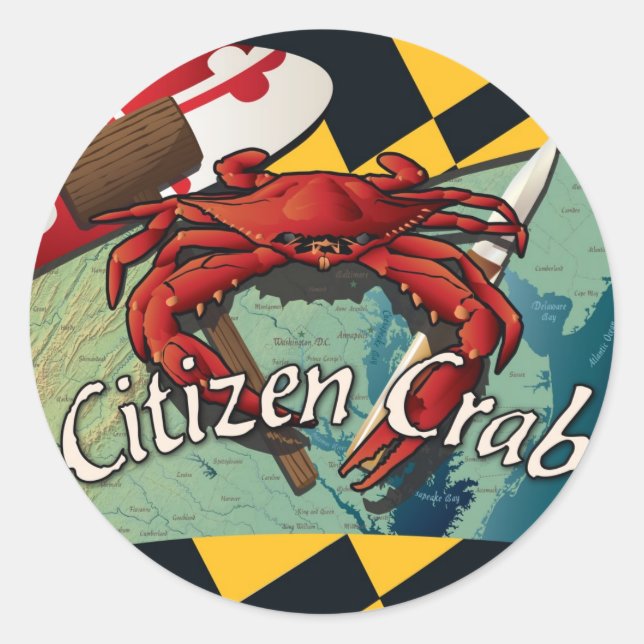 Citizen Crab of Maryland Classic Round Sticker (Front)