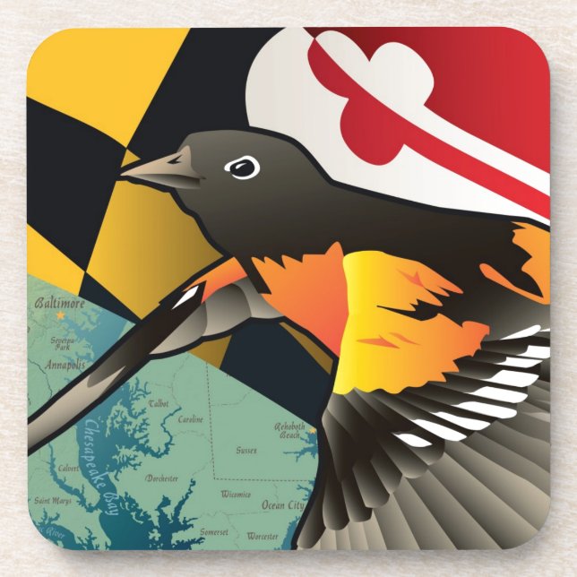 Citizen Oriole, Maryland's State Bird Coaster (Front)