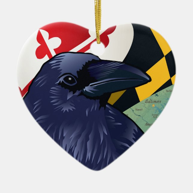 Citizen Raven, Maryland's Nevermore Ceramic Tree Decoration (Front)