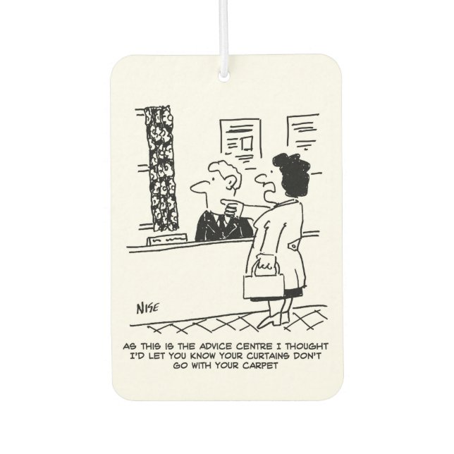 Citizens Advice Centre Cartoon. Woman Gives Advice Car Air Freshener (Front)