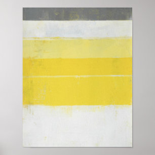 'Citric' Gray and Yellow Abstract Art Poster