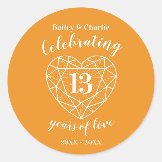 Citrine anniversary 13 years of love stickers (Front)