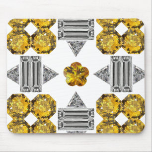 Citrine Diamond Gemstone Art, Yellow Mouse Pad