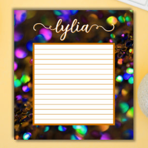 Citrine Glitter Lined Personalised Notepad