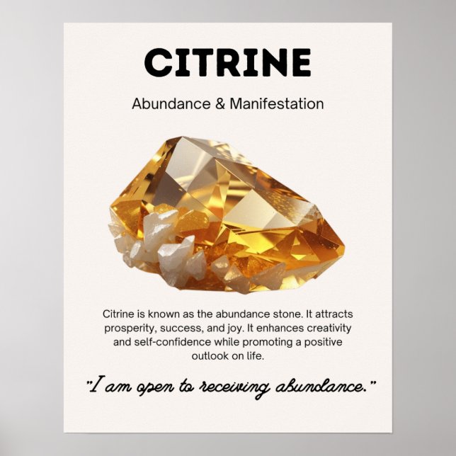 Citrine Stone Crystal Meaning Poster (Front)