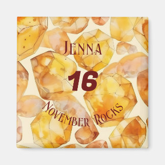 Citrine-Themed November Birthday Anniversary Magnet