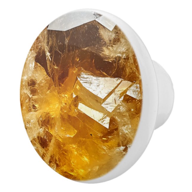 Citrine Yellow Gem Pattern Ceramic Knob (Right)