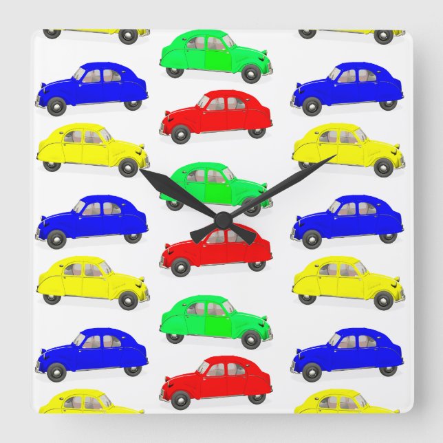 Citroen 2 CV Tiled Pattern Square Wall Clock (Front)