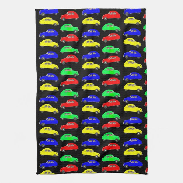 Citroen 2 CV Tiled Pattern Tea Towel (Vertical)