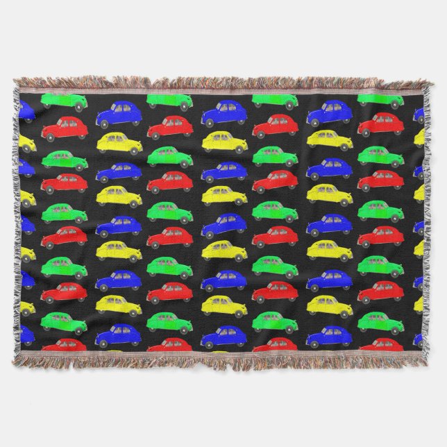 Citroen 2 CV Tiled Pattern Throw Blanket (Front)