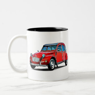 Citroen 2CV Cartoon Two-Tone Coffee Mug