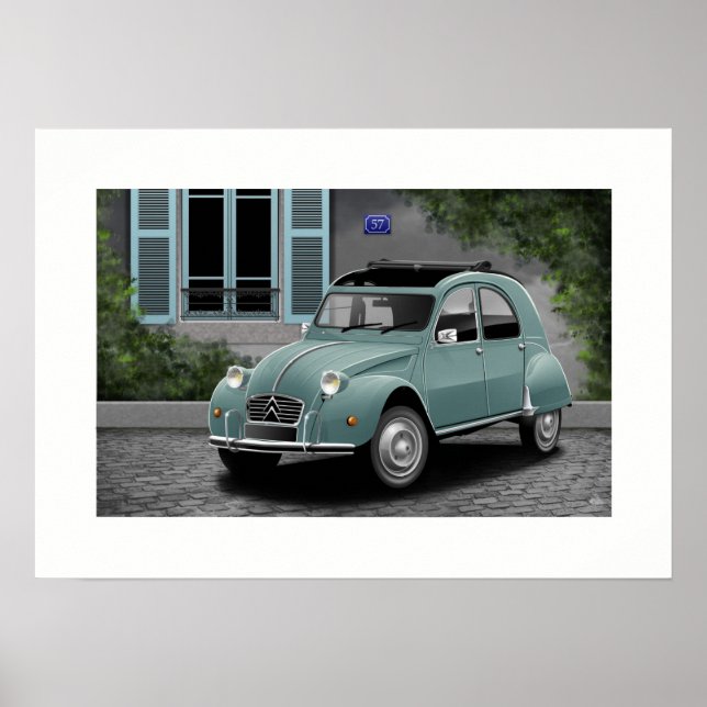 Citroen 2CV Poster Illustration (Front)