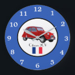 Citroen 2CV Wall Clock<br><div class="desc">This unique and colourful clock has the image of a classic Citroen 2CV on the front. It will make an ideal gift for a 2CV enthusiast. I also think it would look good in a Citroen car dealership.</div>