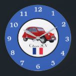 Citroen 2CV Wall Clock<br><div class="desc">This unique and colourful clock has the image of a classic Citroen 2CV on the front. It will make an ideal gift for a 2CV enthusiast. I also think it would look good in a Citroen car dealership.</div>