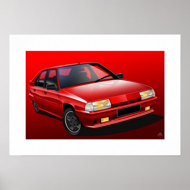 Citroen BX 16V Illustrated Poster (Front)