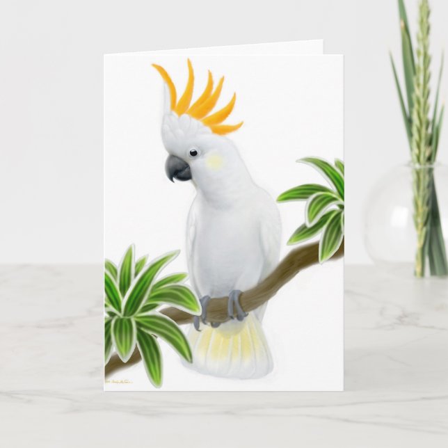 Citron Crested Cockatoo Greeting Card (Front)