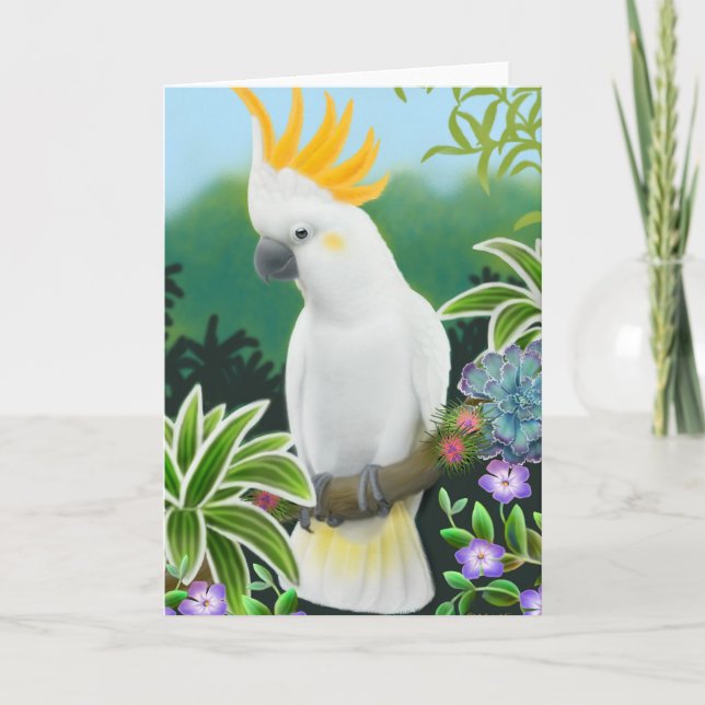 Citron Crested Cockatoo Greeting Card (Front)