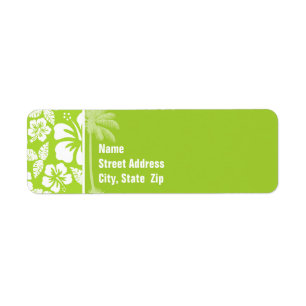 Citron Green Tropical Hibiscus; Summer Palm Return Address Label