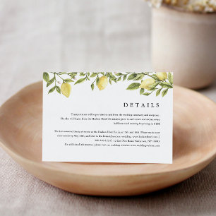 CITRON Lemon Citrus Details & Accommodations Enclosure Card