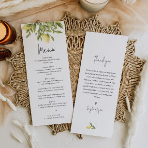 CITRON Lemon Citrus Wedding Dinner Menu