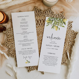 CITRON Lemon Citrus Wedding Program