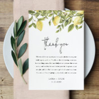 CITRON Lemon Citrus Wedding Thank You Card
