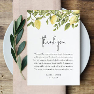 CITRON Lemon Citrus Wedding Thank You Card