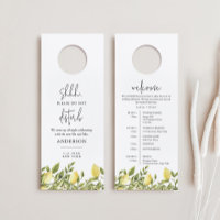 CITRON Lemon Wedding Do Not Disturb Welcome Letter