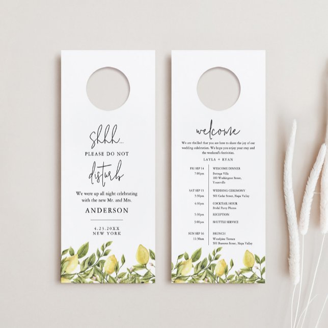 CITRON Lemon Wedding Do Not Disturb Welcome Letter Door Hanger (Creator Uploaded)