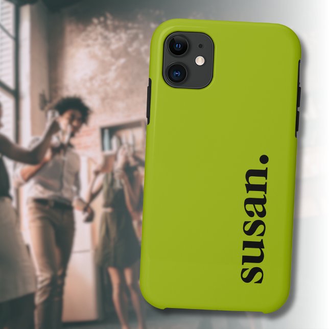 Citron Yellow Black Modern Elegant Name  Case-Mate iPhone Case (Creator Uploaded)