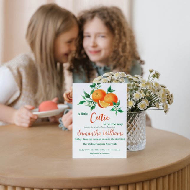 Citrus A Little Cutie is on the Way Baby Shower Invitation (Creator Uploaded)