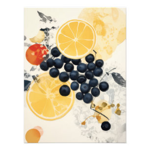 Citrus and Berry Botanical Mixed Media Photo Print