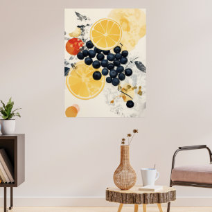Citrus and Berry Botanical Mixed Media Poster