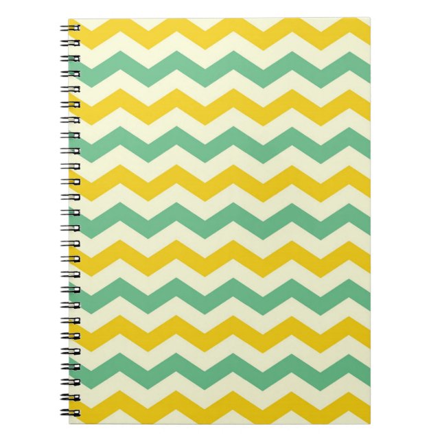 Citrus and Lime Chevron Zigzags Yellow Green Notebook (Front)
