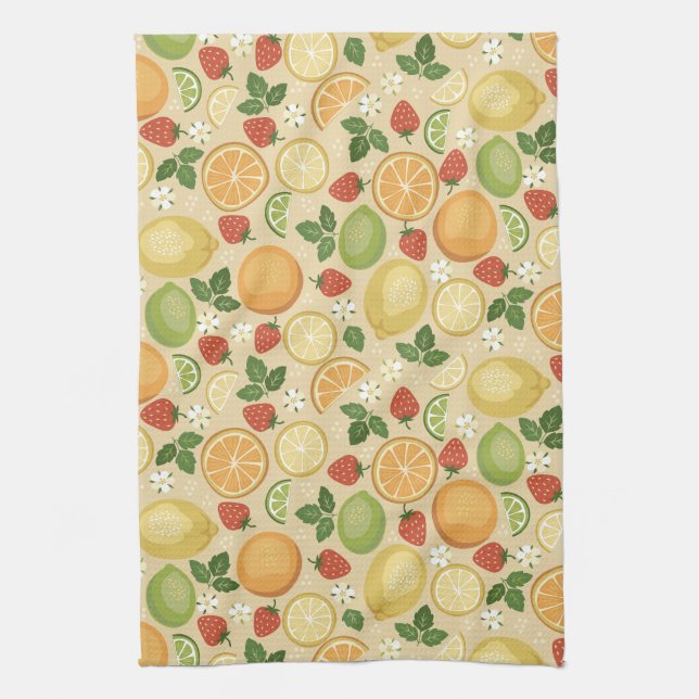 Citrus and Strawberries Tea Towel (Vertical)