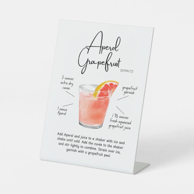 Citrus Aperol Grapefruit Spritz Cocktail Pedestal Sign (Front)