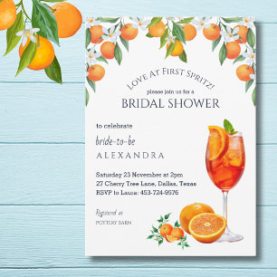 Citrus Aperol Love at First Spritz Bridal Shower  Invitation