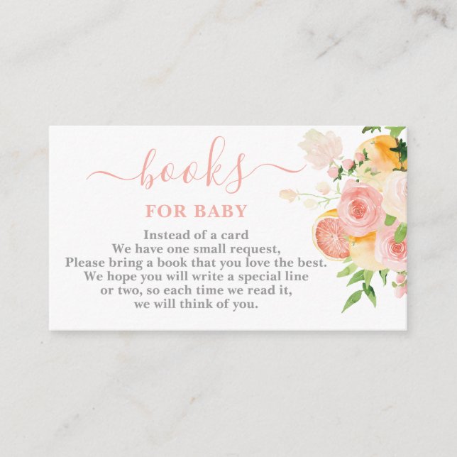 Citrus Baby Shower Books for Baby Girl Card (Front)