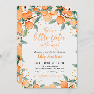 Citrus Baby Shower Botanical Orange Little Cutie Invitation