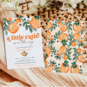 Citrus Baby Shower Botanical Orange Little Cutie Invitation