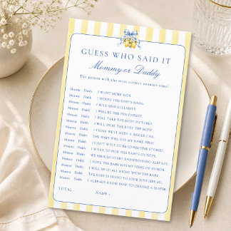 Citrus Baby Shower Guess Who Mummy or Daddy Game