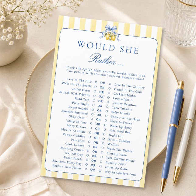 Citrus Baby Shower Theme Would She Rather Game (Creator Uploaded)