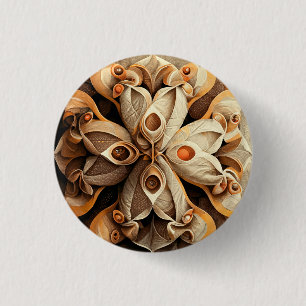 Citrus Beige Brown Ornamental Plaid Decor Pattern 3 Cm Round Badge